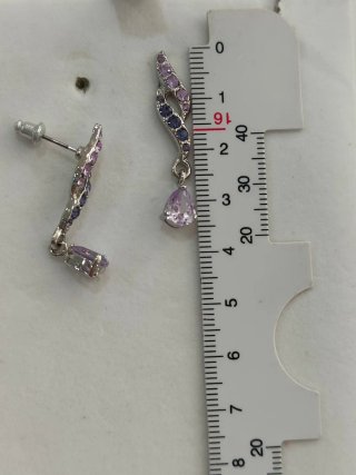 Conjunto collar y pendientes morado y plata