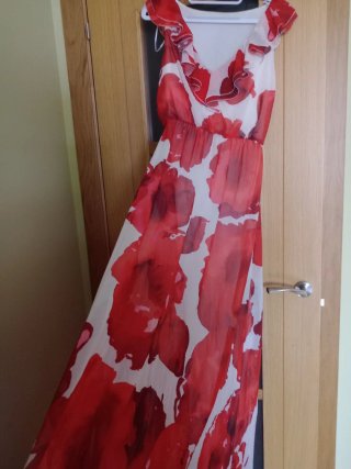 Vestido largo gasa estampado floral