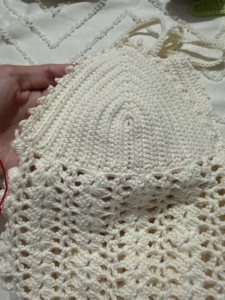 Blusa Crochet Verano Beige/Blanco Talla Única