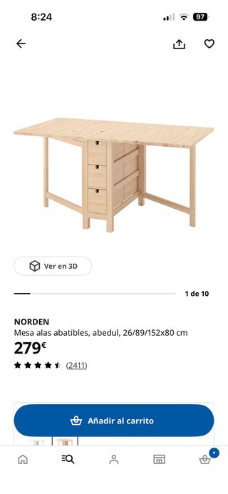 Mesa Ikea Norden Abatible