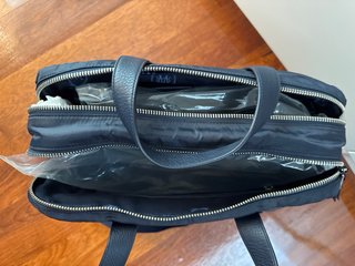 Maletín Massimo Dutti Piel y Nailon azul nuevo.
