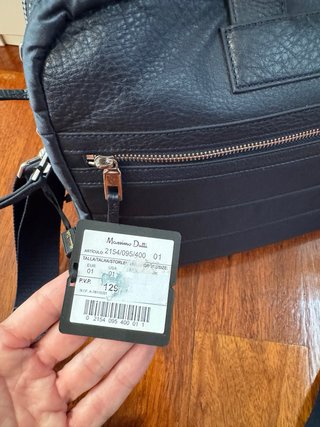 Maletín Massimo Dutti Piel y Nailon azul nuevo.