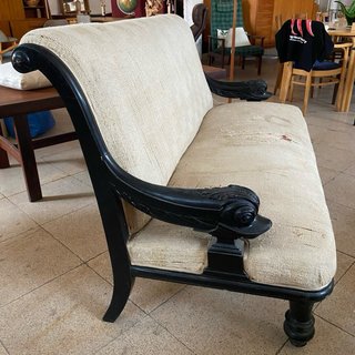 Sofá antiguo madera y tela siglo XIX