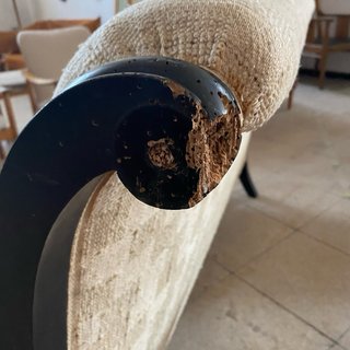 Sofá antiguo madera y tela siglo XIX