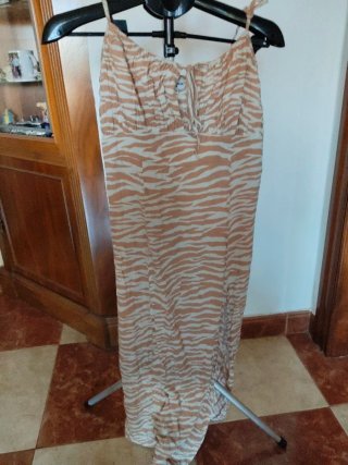 Vestido largo estampado cebra talla 44