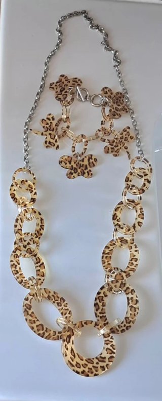 Conjunto collar y pulsera leopardo