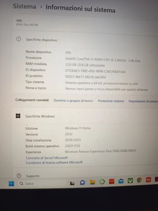 MSI GF63 Thin 9SCXR con scatola originale