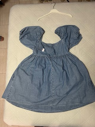 Vestido vaquero mujer manga abullonada