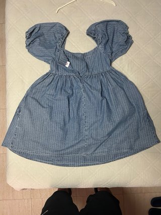 Vestido vaquero mujer manga abullonada