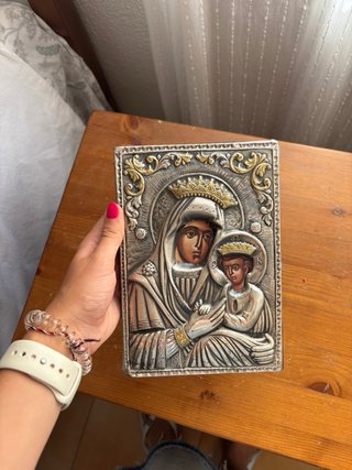 Cuadro Virgen María y Bebé Metal