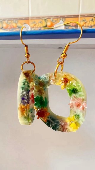 Conjunto joyas Resina Flores, conchas, ...