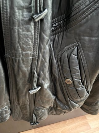 Chaqueta Piel Ovino Negra Vintage Talla 56