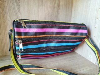 Borsa a righe multicolore 23x20 cm