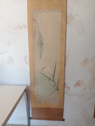 Pintura colgante japonesa antigua