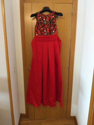 Vestido fiesta talla M floral rojo