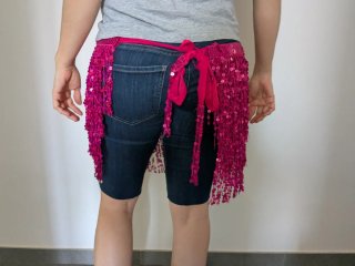 Falda danza oriental lentejuelas rosa.