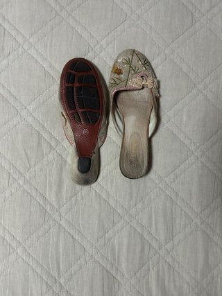 Zapatos de mujer beige y dorados