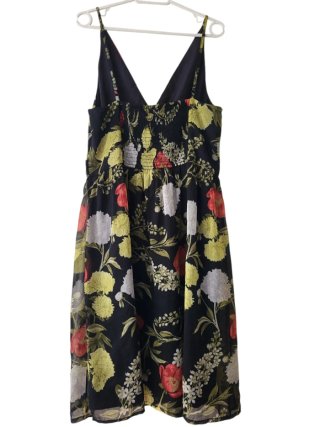 Vestido floral tirantes negro