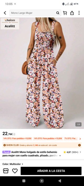 Mono largo floral Shein Talla M