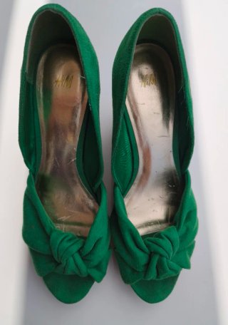 Zapatos de cuña verdes para mujer