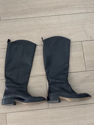 Botas altas de cuero mujer negras