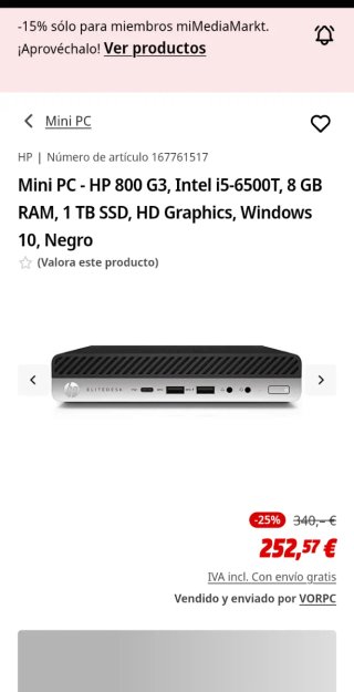 Mini PC Hp  Negro