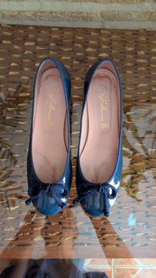 Bailarinas charol azul tacón Pretty Ballerinas