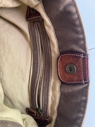 Bolso GAP Lona y Piel Beige/Marrón
