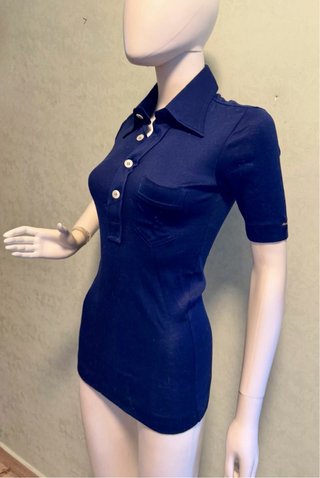 Cagi T-shirt Polo Blu Vintage Anni 80 Tg 42
