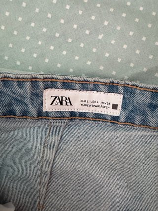 Falda pantalón vaquera Zara azul claro talla L