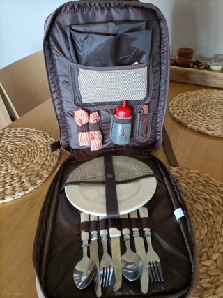 Mochila picnic lona y piel