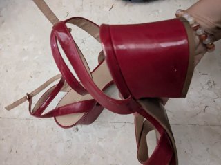 Sandalias Formula Joven tacón ancho rojas