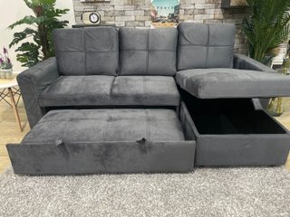 Sofá Cama Chaise Longue Gris con Arcón