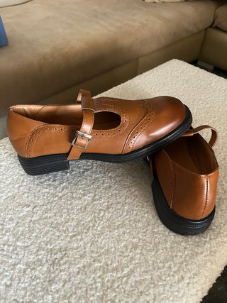 Zapatos Mary Jane Marrones Tacón Bajo