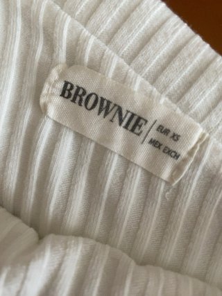 Top asimétrico Brownie canalé blanco Talla XS