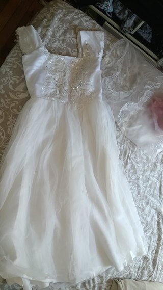Vestido de comunión blanco y rosa Talla S