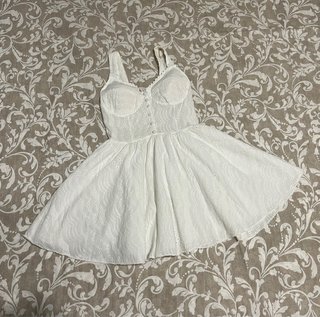 Abito Corto Bianco in Pizzo San Gallo – 100% Coton