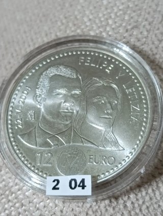 Moneda 12 Euros Plata 2004 Felipe y Letizia