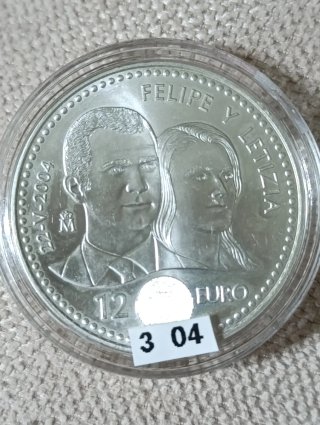 Moneda 12 Euros Plata 2004 Felipe y Letizia
