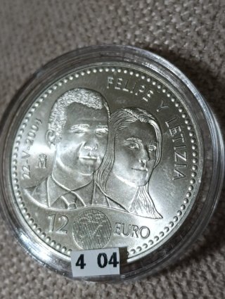 Moneda 12 Euros Plata 2004 Felipe y Letizia