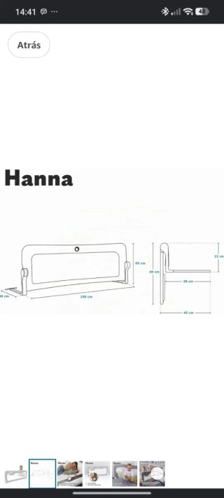 Barrera de seguridad para cama infantil