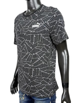Puma T-Shirt Uomo L Grigia All Over Logo Cotone