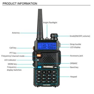 2x Walkie-Talkie Radio Portatile Baofeng UV-5R