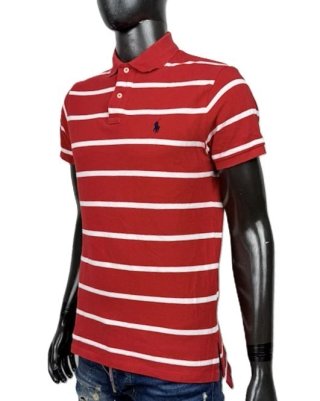 Polo Ralph Lauren Uomo M Custom Fit Righe Rosse