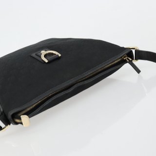 GUCCI Abbey GG Canvas Shoulder Bag Black Gold