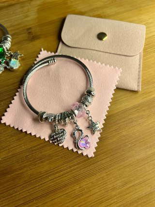 Bracciale Acciaio con Ciondoli Rosa e Stella Marin