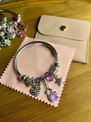 Bracciale Acciaio con Ciondoli Rosa e Stella Marin