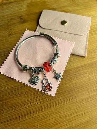 Bracciale Acciaio con Ciondoli Rosa e Stella Marin
