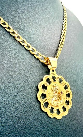 COLGANTE VIRGEN SANTA BÁRBARA DE 14K. Peso 2,47GR.