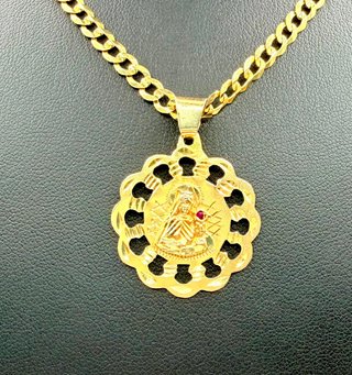COLGANTE VIRGEN SANTA BÁRBARA DE 14K. Peso 2,47GR.